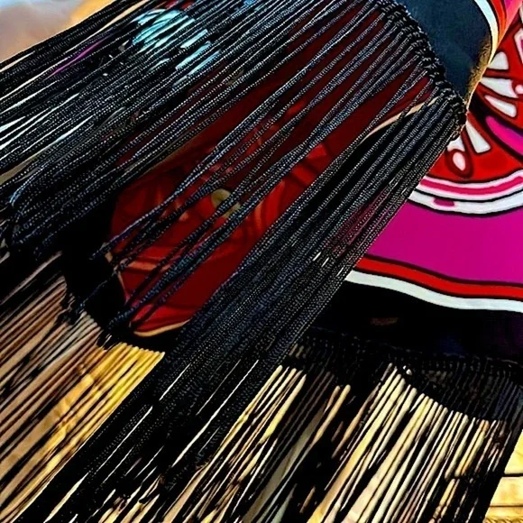 CHELSEA AND VIOLET LONG BELL SLEEVED TASSEL AND MACRAMÉ DRESS - Picture 5 of 7